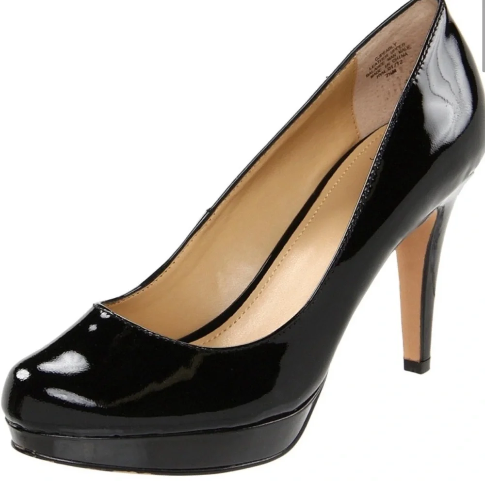 Joan & David Circa Luxe Black Patent Leather Pumps 6 1/2